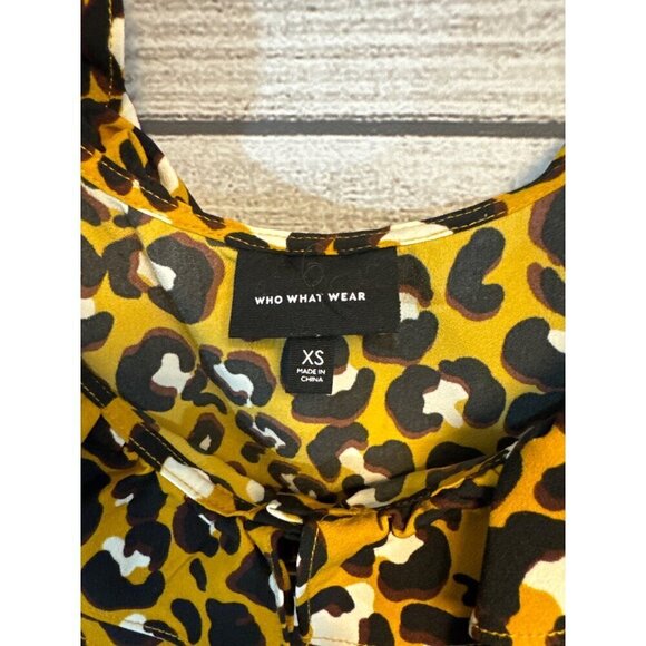 Who What Wear Ruffled Leopard Print Midi Dress XS - Picture 3 of 4